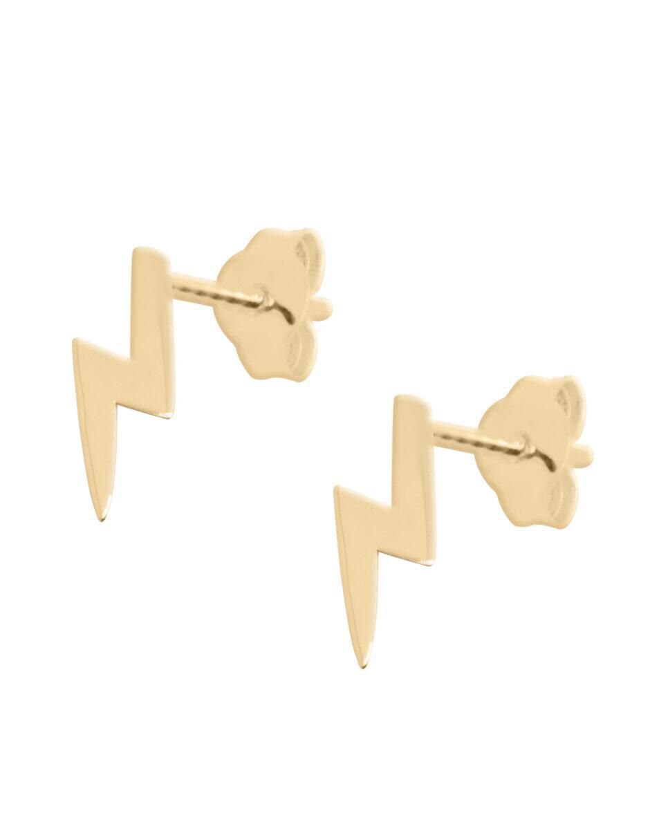 Aretes de rayo de oro 14 K con acabado brillante 2