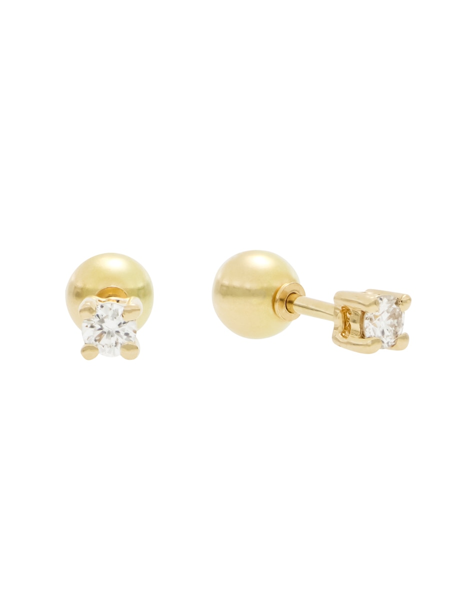 Broqueles Valoro Classy de oro amarillo 14 k con acabado liso diamante
