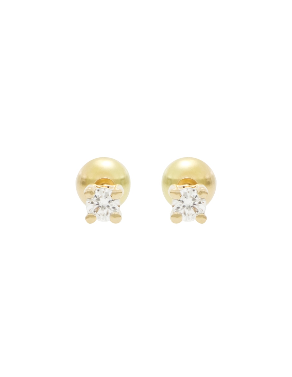 Broqueles Classy de oro amarillo 14 k con acabado liso diamante Broqueles Classy de oro amarillo 14 k con acabado liso diamante