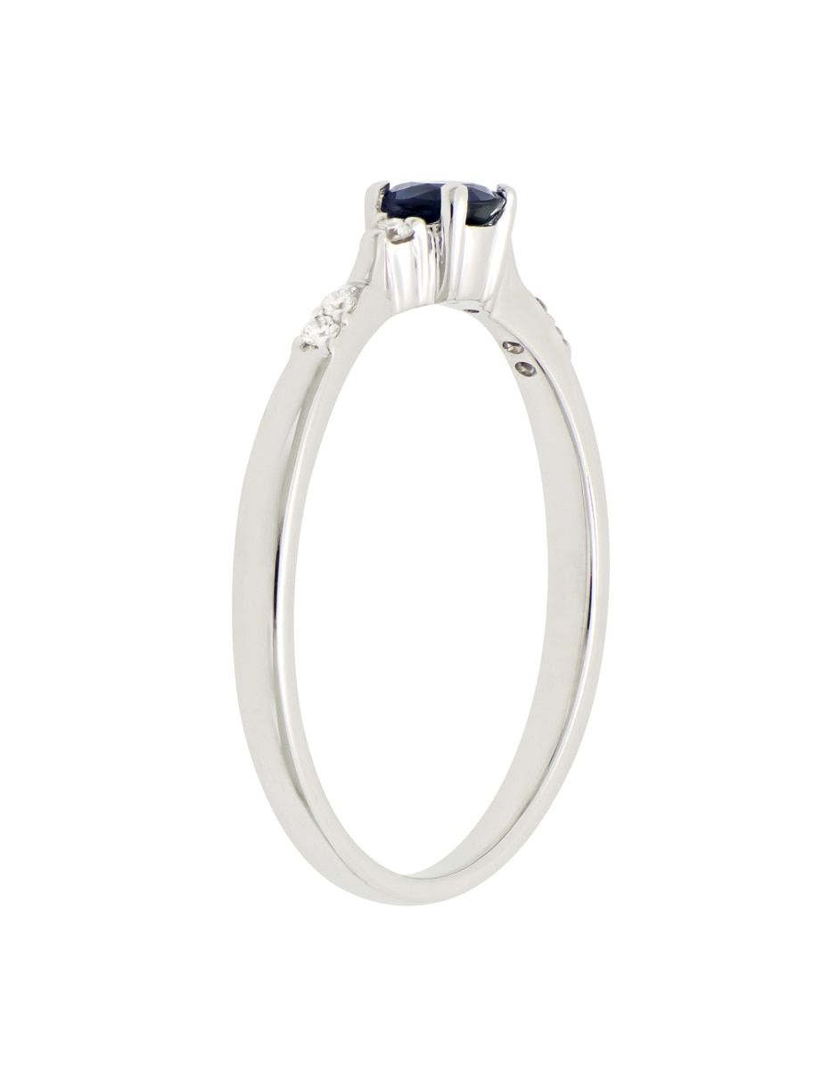 Anillo Valoro Classy 14 k de oro blanco zafiro y diamante