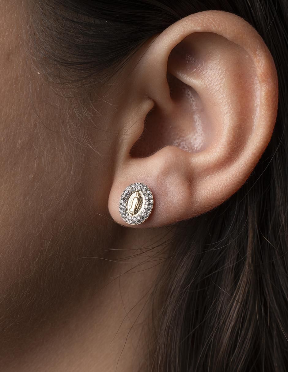 Broqueles de virgen de guadalupe de oro 14 K con acabado brillante 5