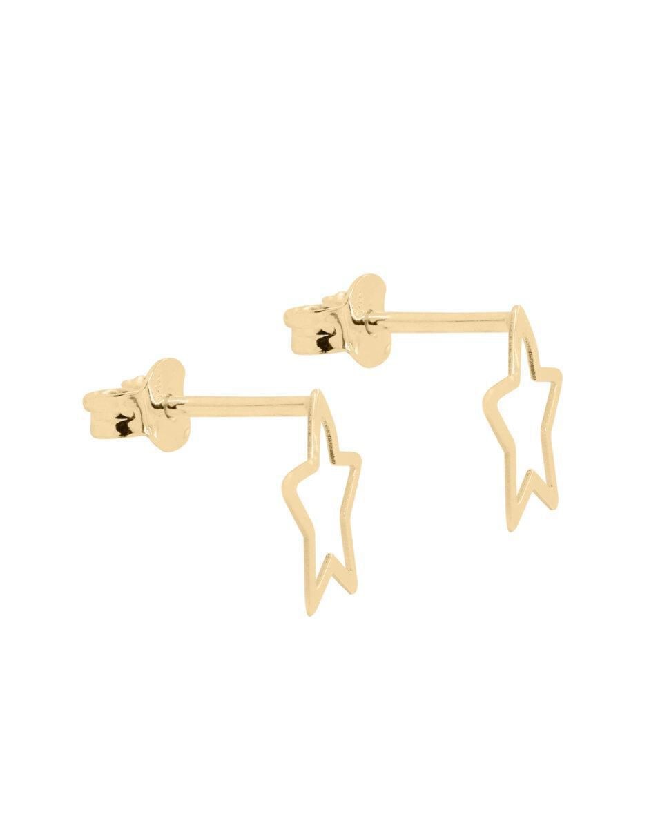 Aretes de estrella de oro 14 K con acabado brillante 2