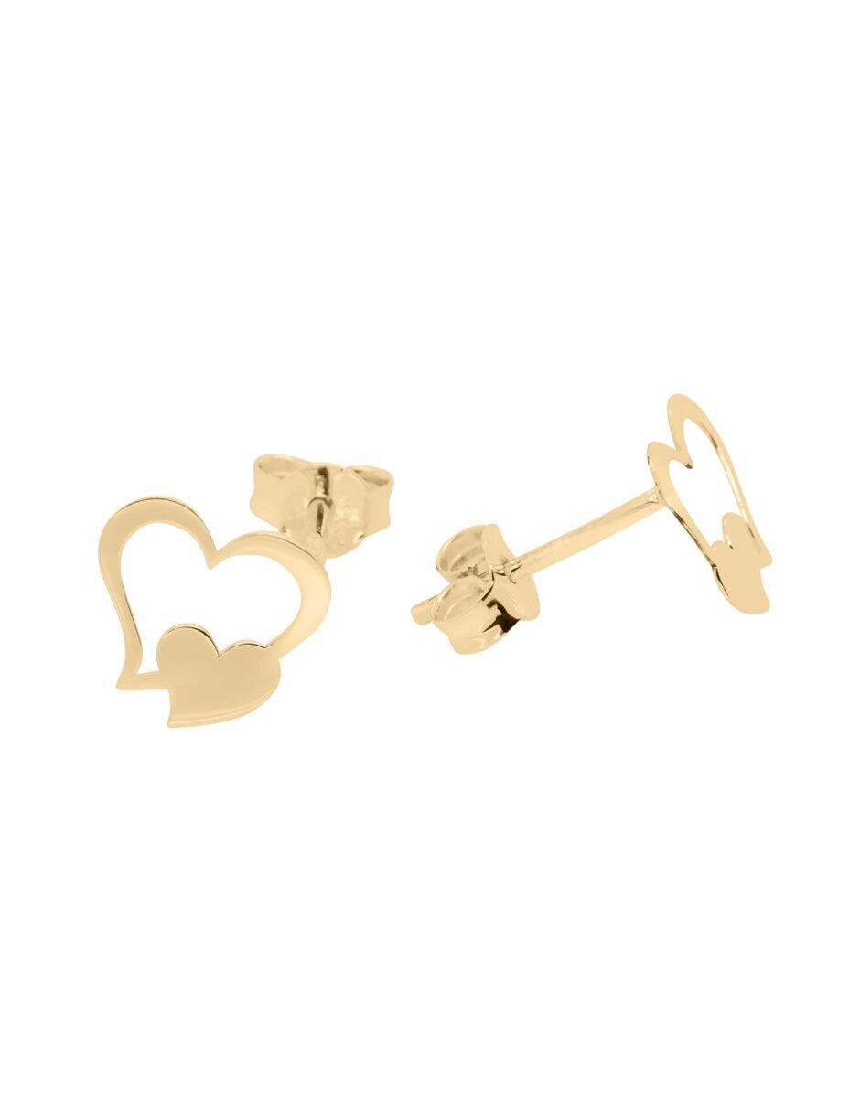 Aretes de corazón de oro 14 K con acabado brillante 2