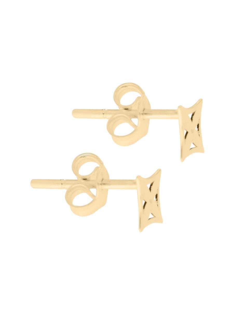 Aretes de flor de oro 14 K con acabado brillante 2