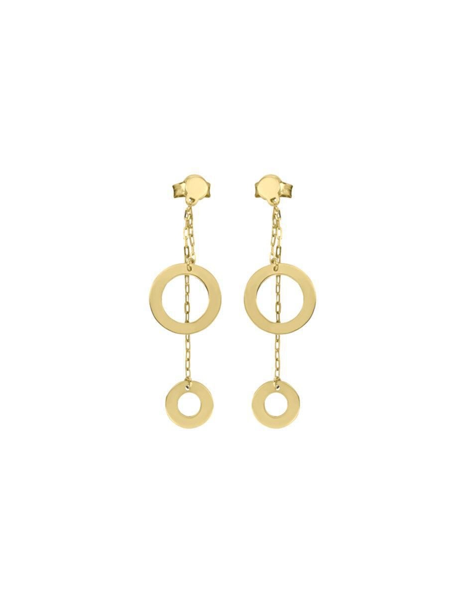 Aretes circulares de oro 14 K con acabado brillante