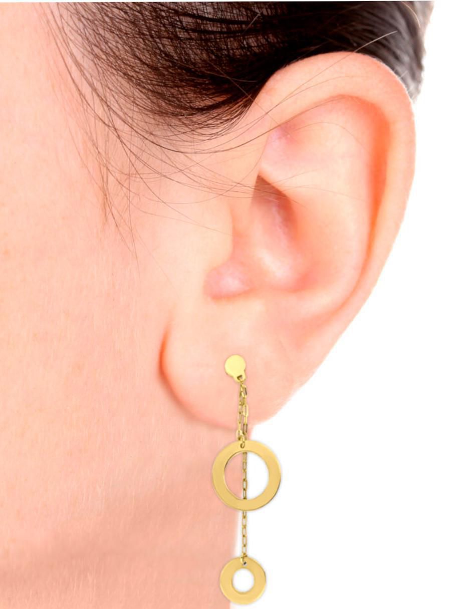 Aretes circulares de oro 14 K con acabado brillante 2