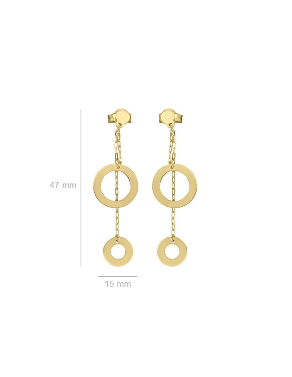 Aretes circulares de oro 14 K con acabado brillante 4