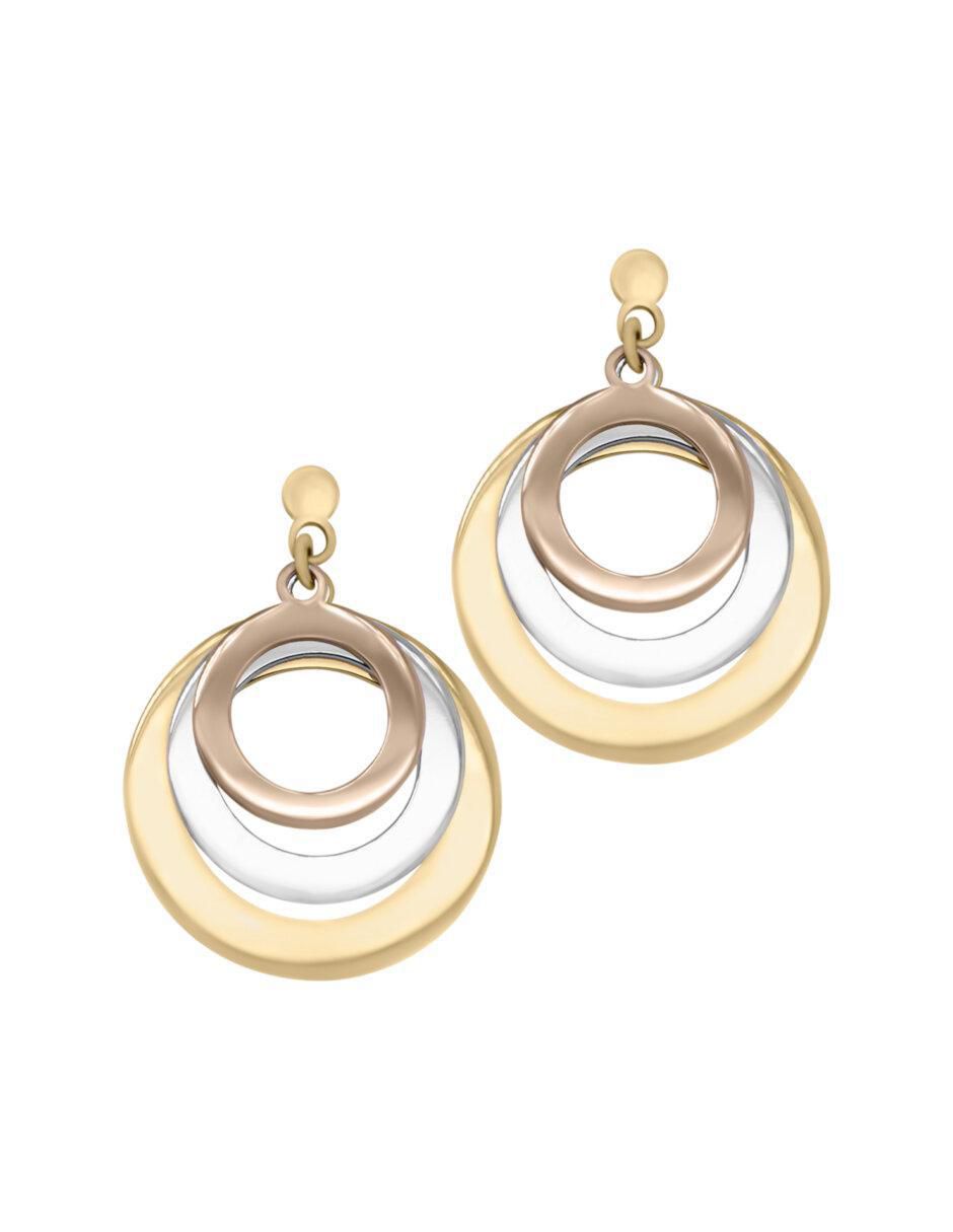 Aretes de flor de oro 14 K con acabado brillante