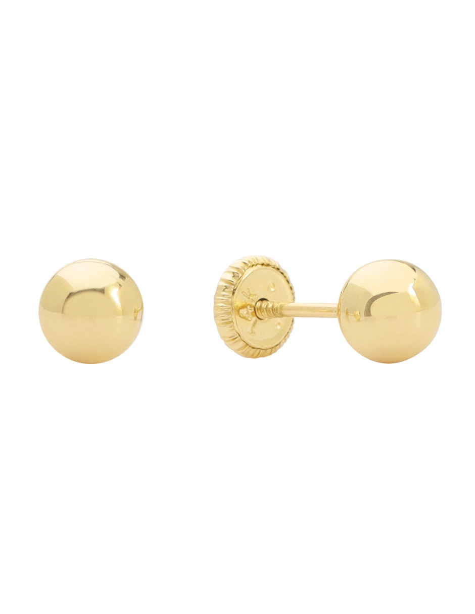 Broqueles de esfera de oro amarillo 14 K con acabado lustre