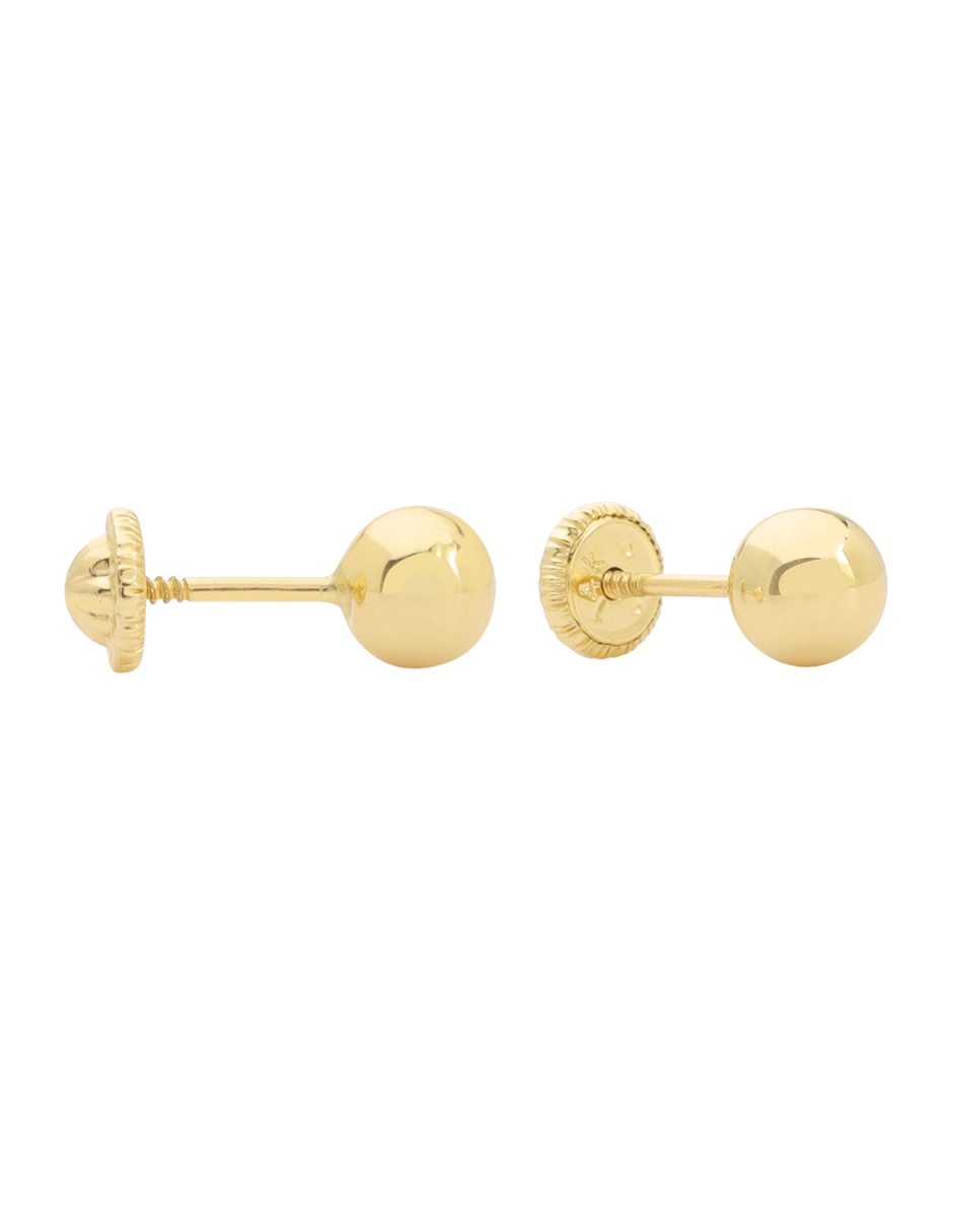 Broqueles de esfera de oro amarillo 14 K con acabado lustre 3