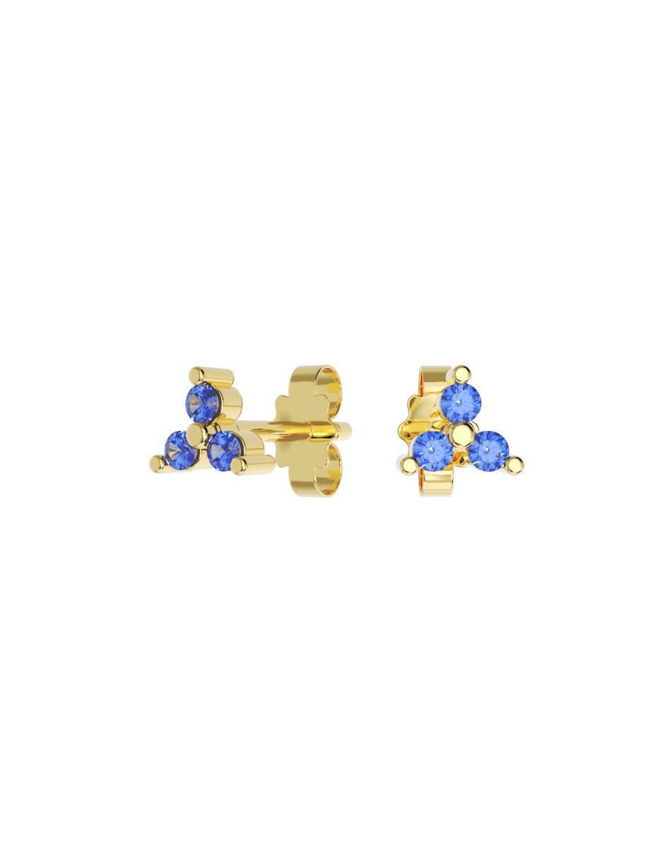 Set de aretes triangulares de oro 14 K con acabado pulido zirconia Set de aretes triangulares de oro 14 K con acabado pulido zirconia