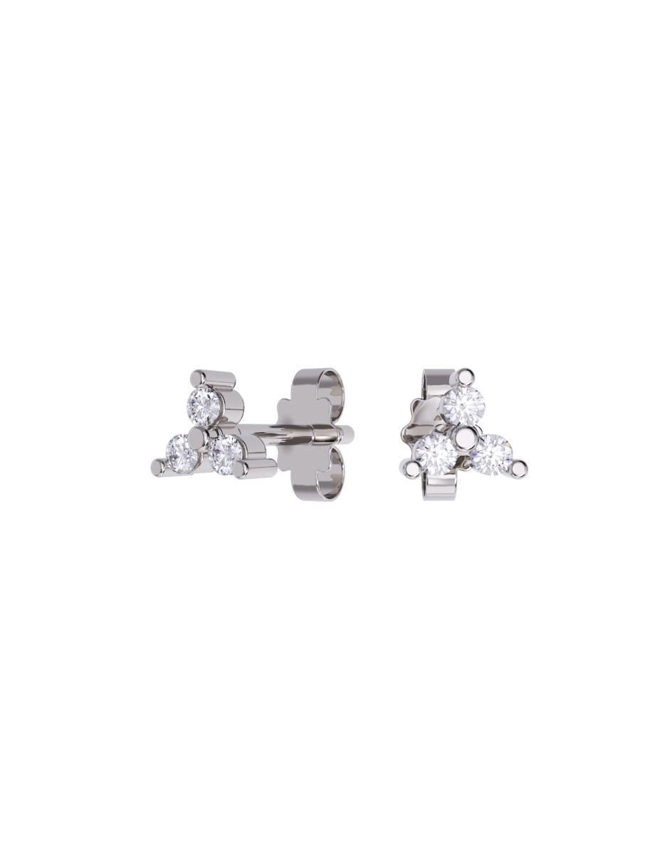 Set de aretes triangulares de oro 14 K con acabado pulido zirconia Set de aretes triangulares de oro 14 K con acabado pulido zirconia