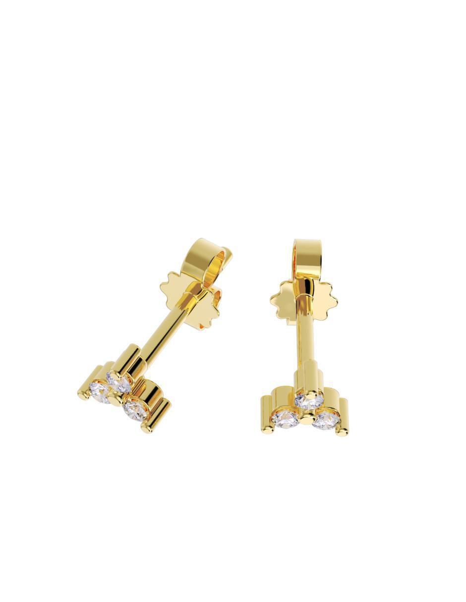 Set de aretes triangulares de oro 14 K con acabado pulido 2