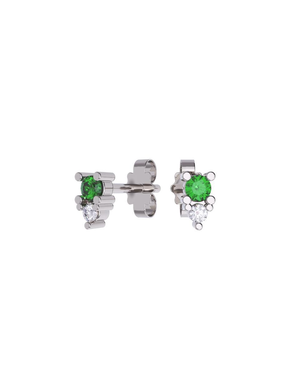 Set de aretes redondos de oro 14 K con acabado pulido zirconia Set de aretes redondos de oro 14 K con acabado pulido zirconia