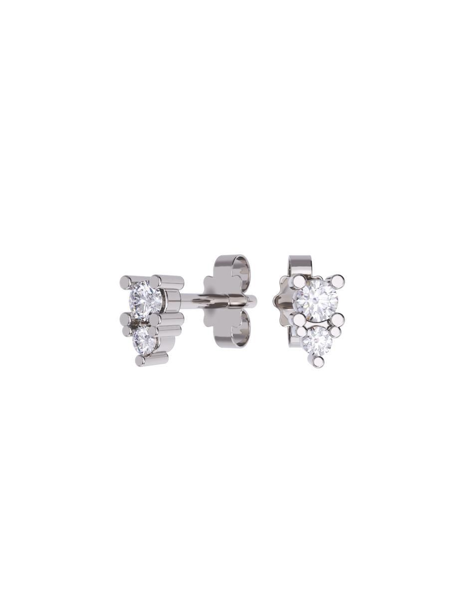 Set de aretes redondos de oro 14 K con acabado pulido zirconia Set de aretes redondos de oro 14 K con acabado pulido zirconia