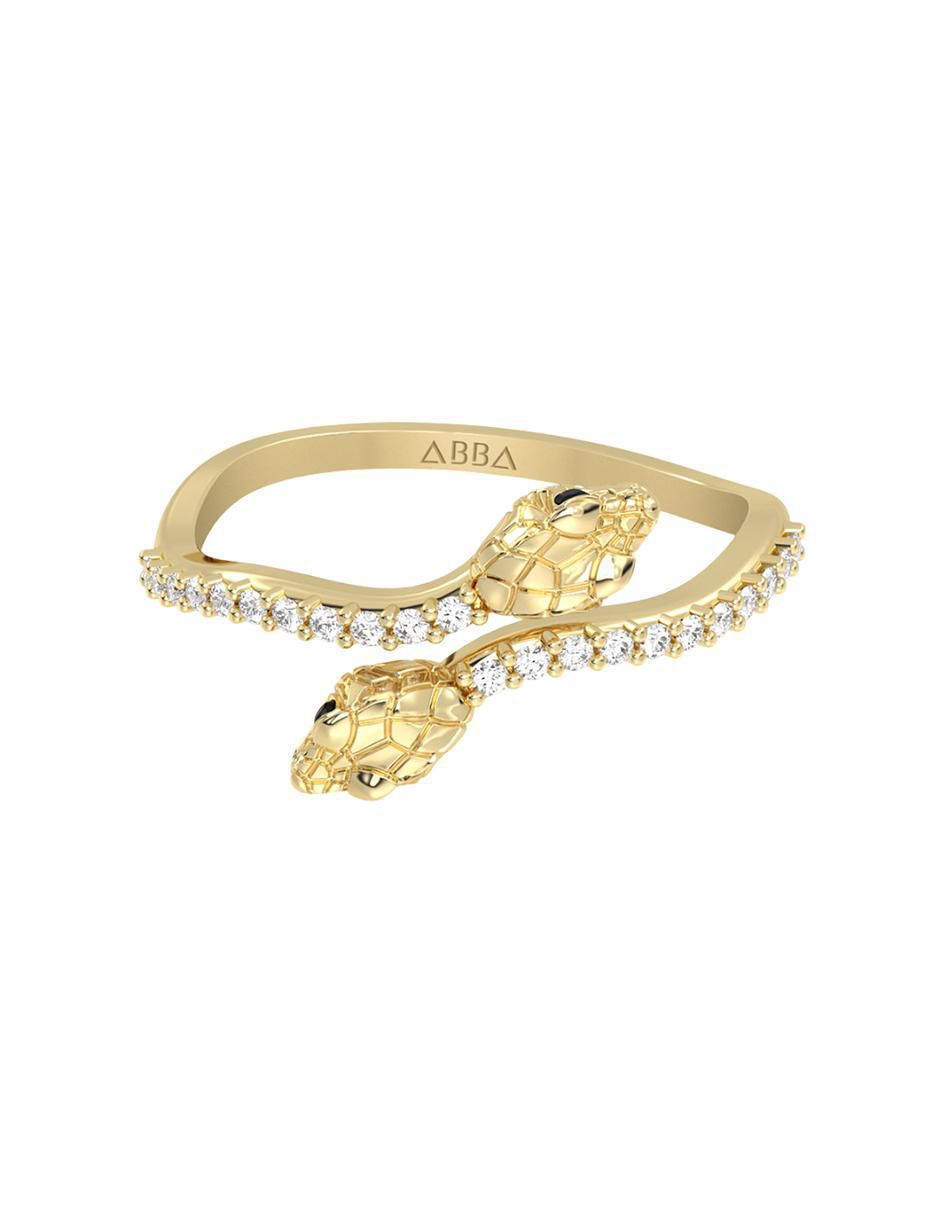 Anillo serpiente 14 K de oro zirconia brillante Anillo serpiente 14 K de oro zirconia brillante