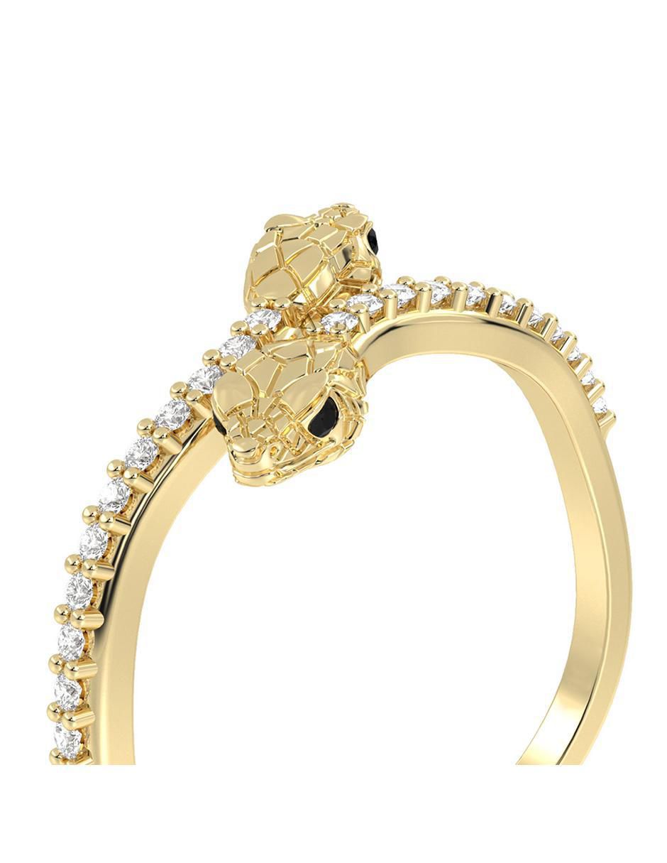 Anillo serpiente abba joyas 14 k de oro zirconia brillante
