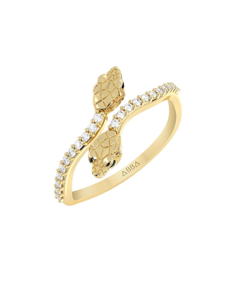 Anillo de serpiente abba joyas 10 k de oro zirconia brillante