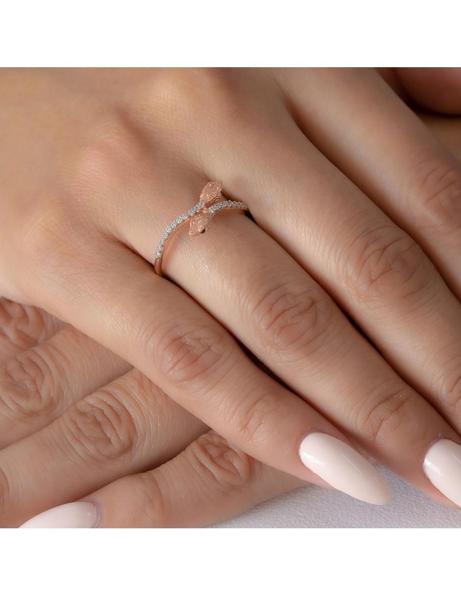 Anillo serpiente 14 K de oro zirconia brillante 4