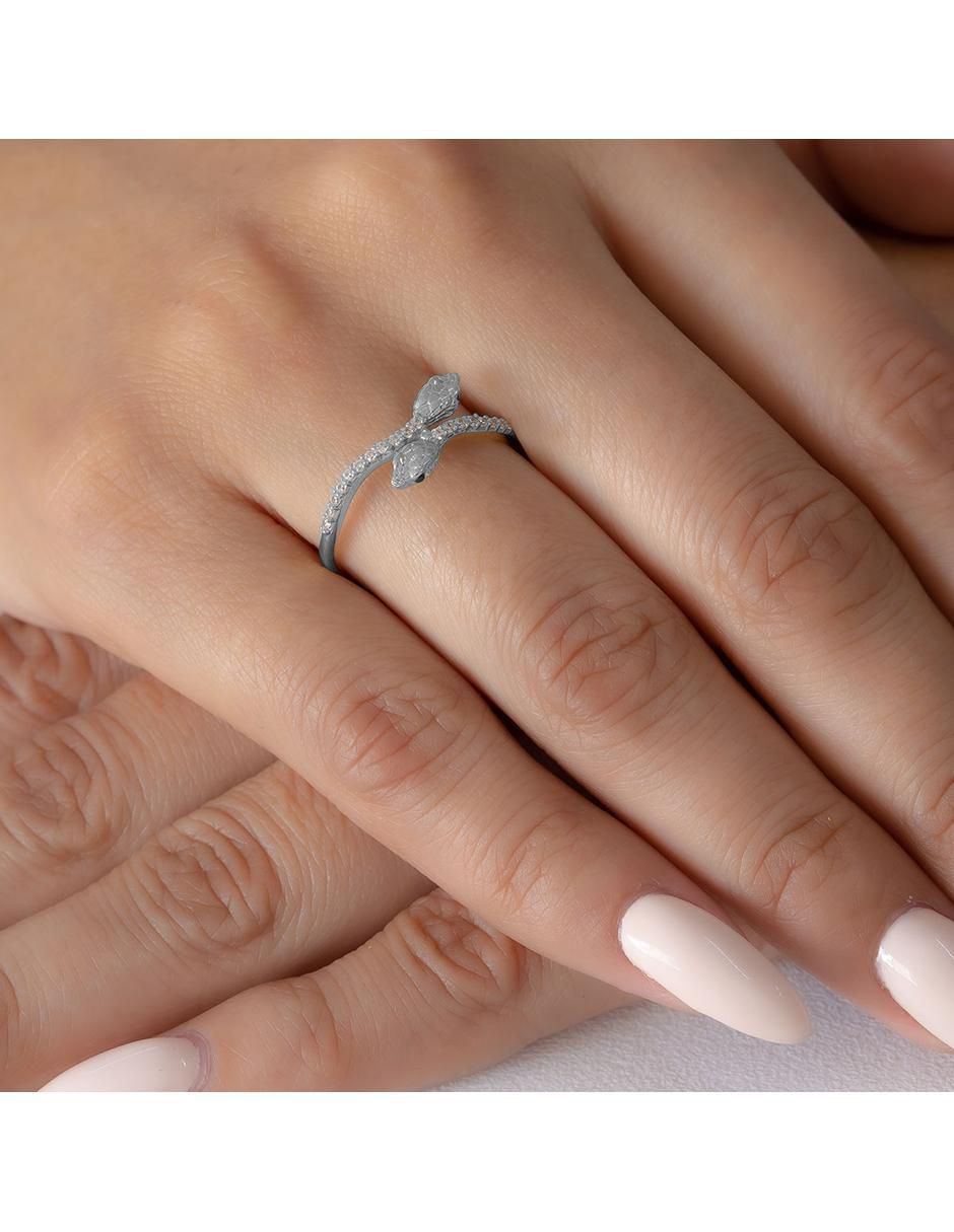 Anillo de serpiente 10 k de oro zirconia brillante 4