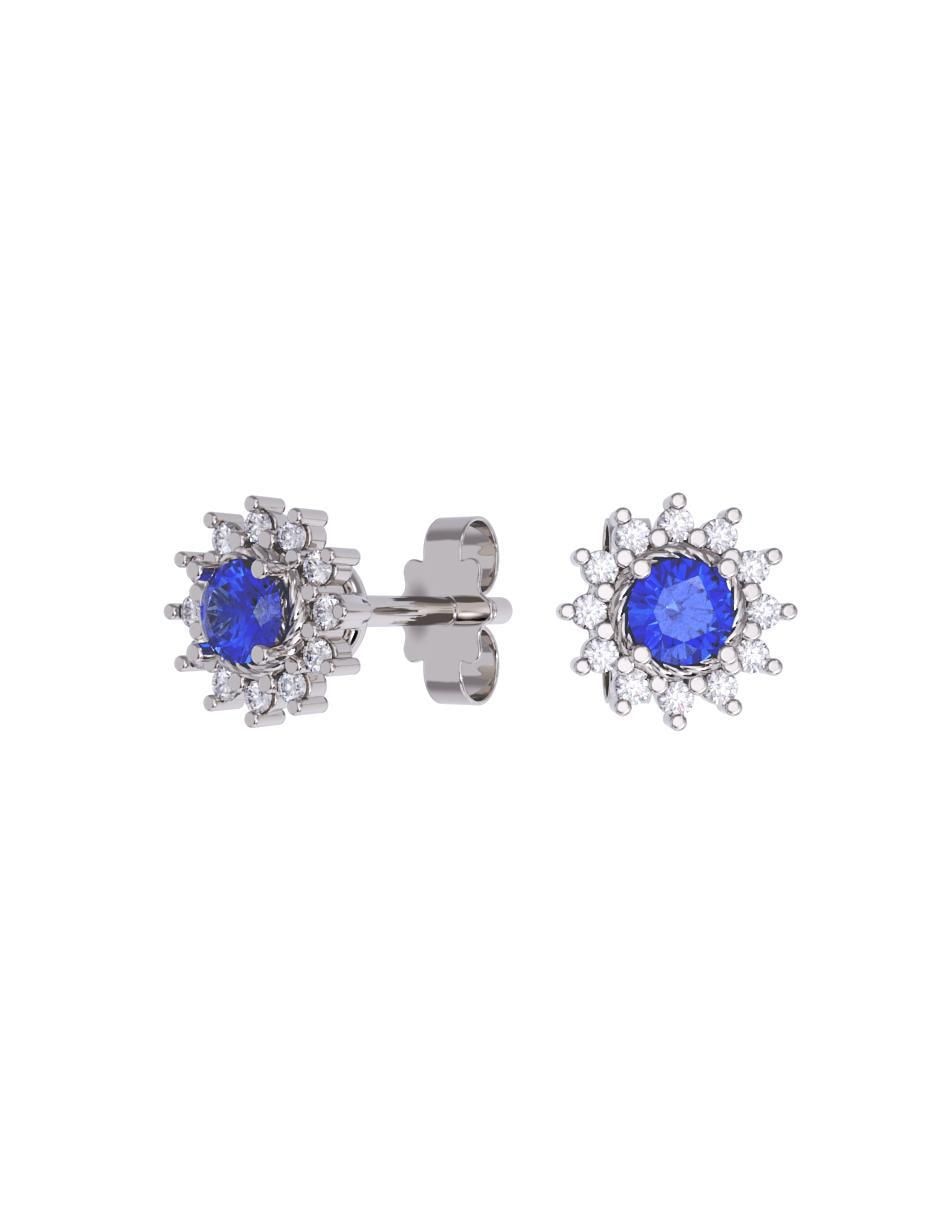 Set de aretes de flor de oro 14 K con acabado pulido zirconia Set de aretes de flor de oro 14 K con acabado pulido zirconia