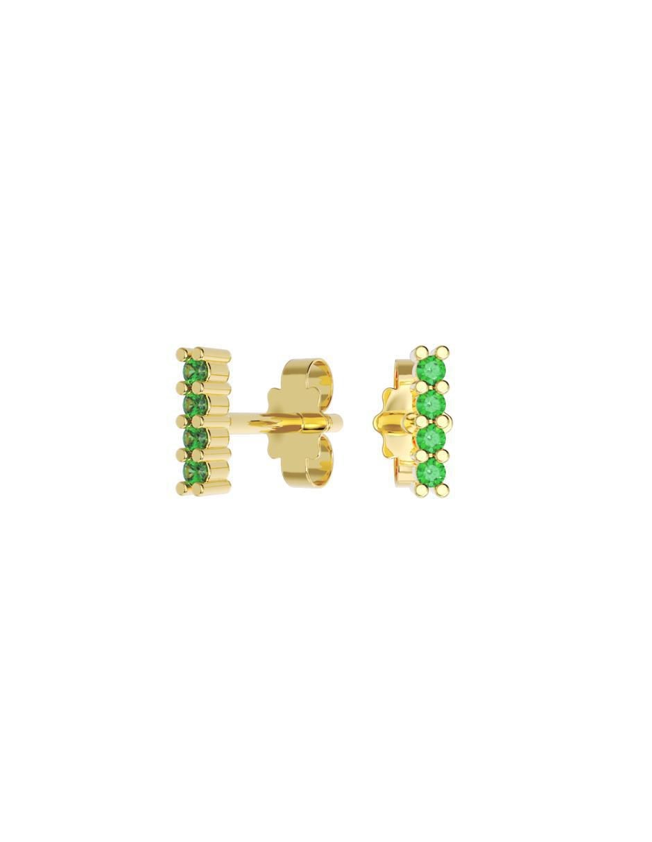 Set de aretes rectangulares de oro 14 K con acabado pulido zirconia