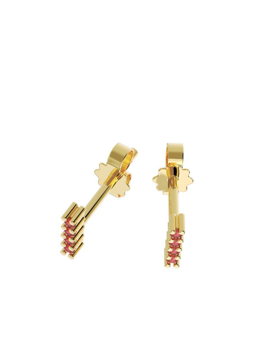 Set de aretes rectangulares de oro 14 K con acabado pulido 2