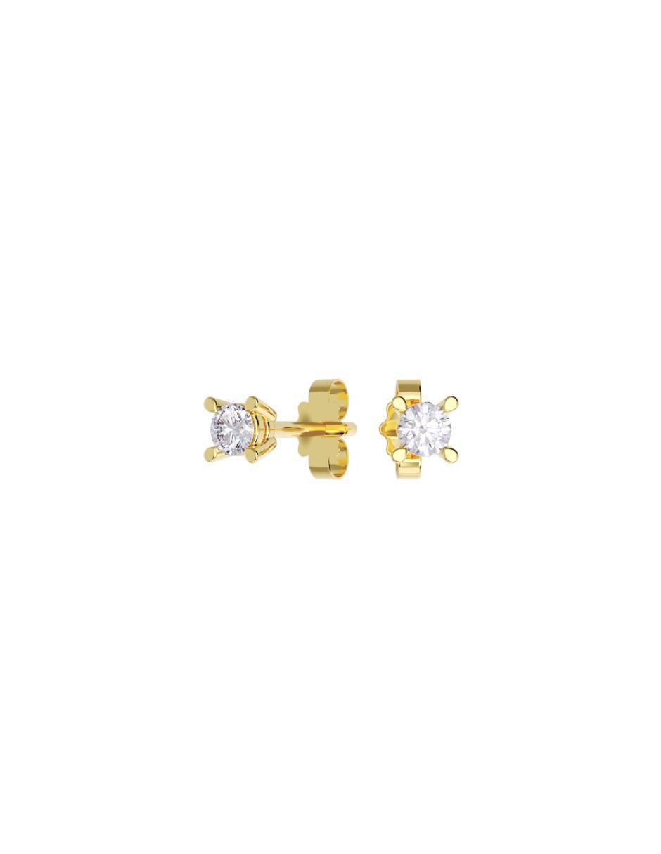 Set de aretes redondos de oro 14 K con acabado pulido zirconia Set de aretes redondos de oro 14 K con acabado pulido zirconia