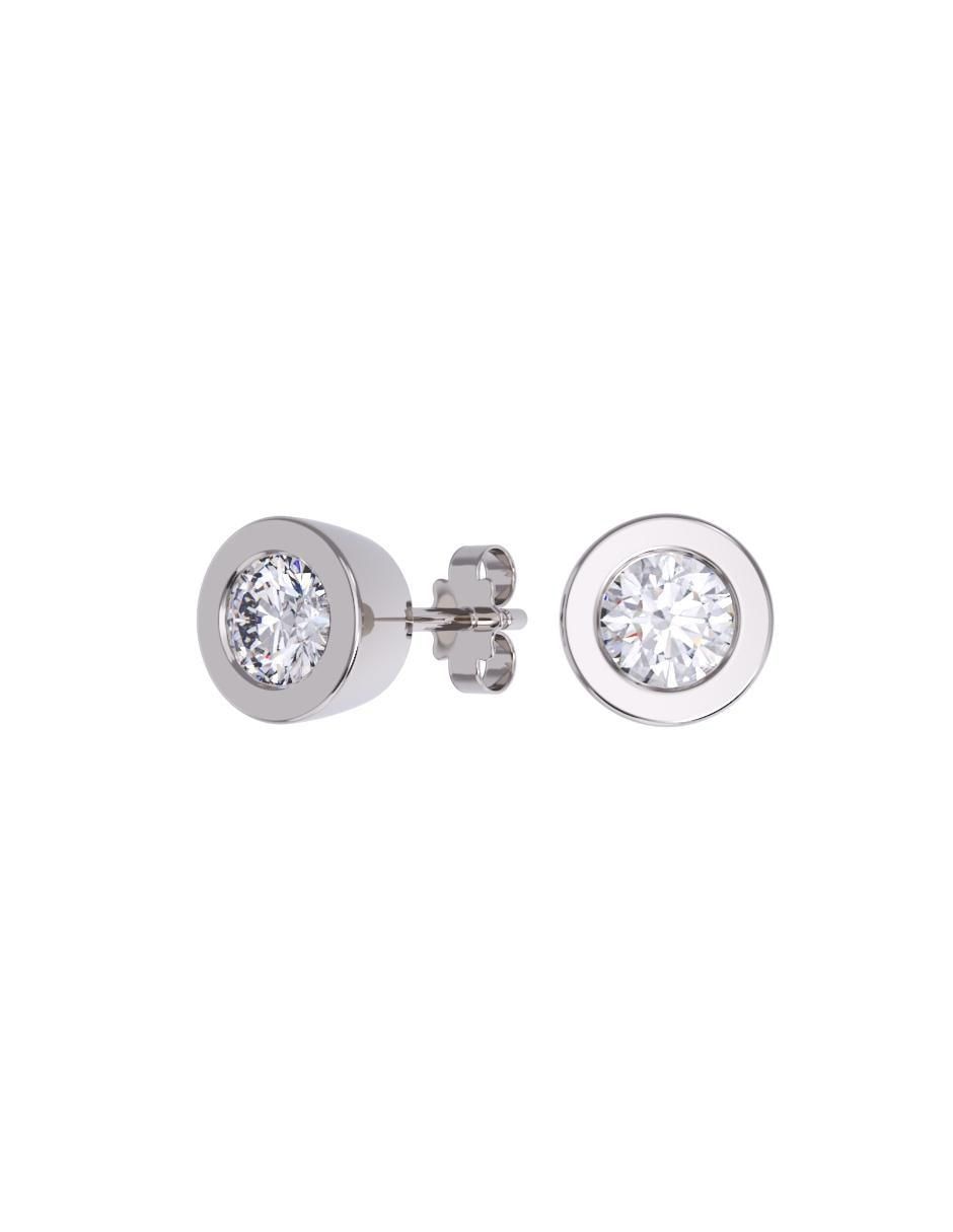 Set de aretes redondos de oro 14 K con acabado pulido zirconia Set de aretes redondos de oro 14 K con acabado pulido zirconia