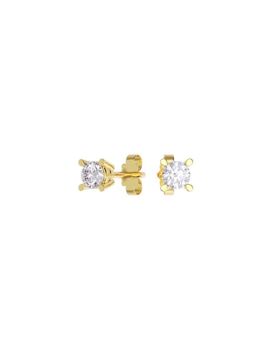 Set de aretes redondos de oro 14 K con acabado pulido zirconia Set de aretes redondos de oro 14 K con acabado pulido zirconia
