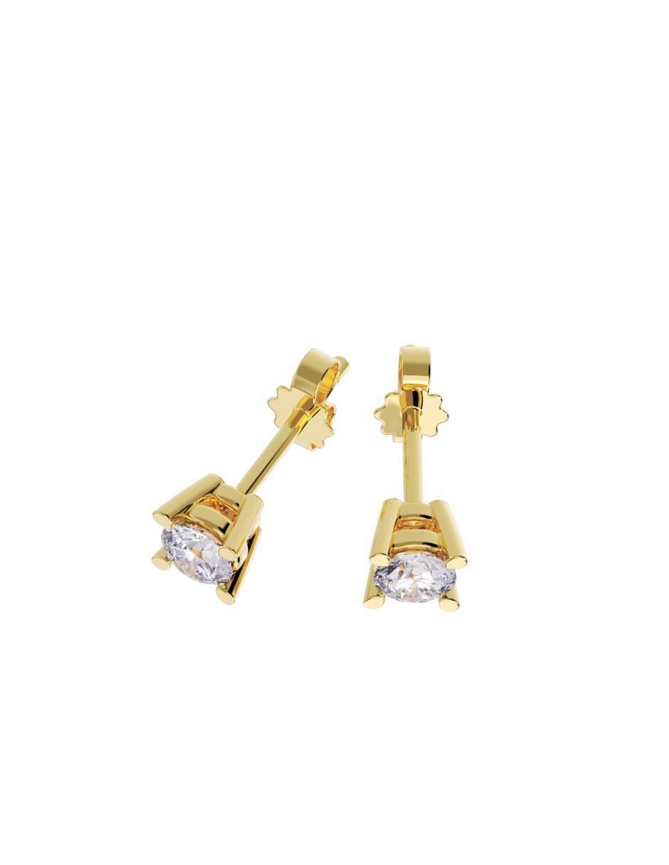 Set de aretes redondos de oro 14 K con acabado pulido 3