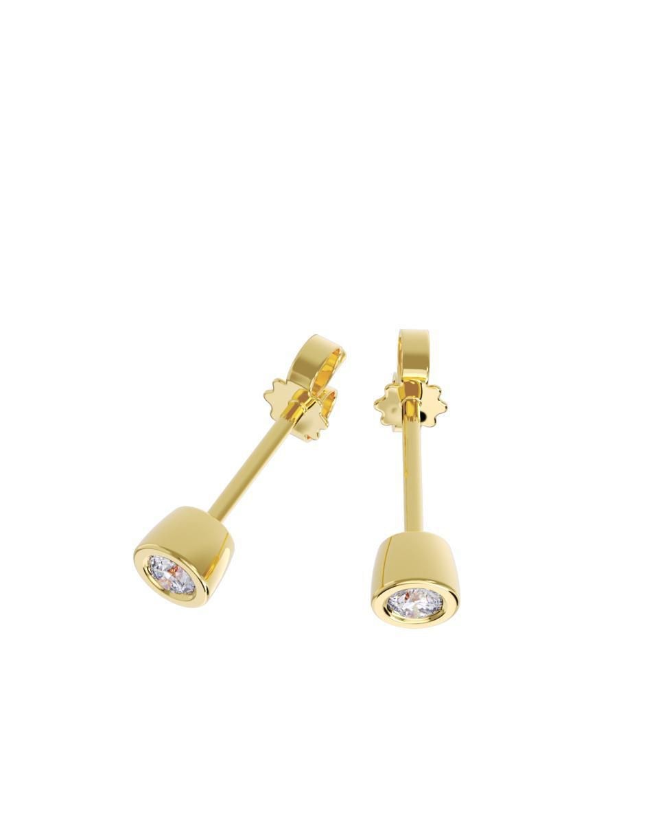 Set de aretes redondos de oro 14 K con acabado pulido 2