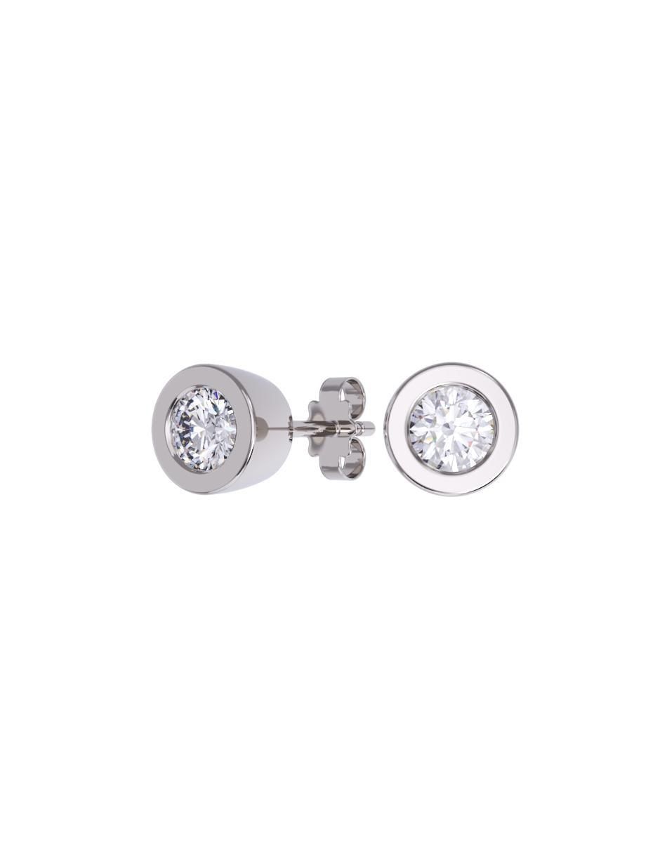 Set de aretes redondos de oro 14 K con acabado pulido zirconia Set de aretes redondos de oro 14 K con acabado pulido zirconia