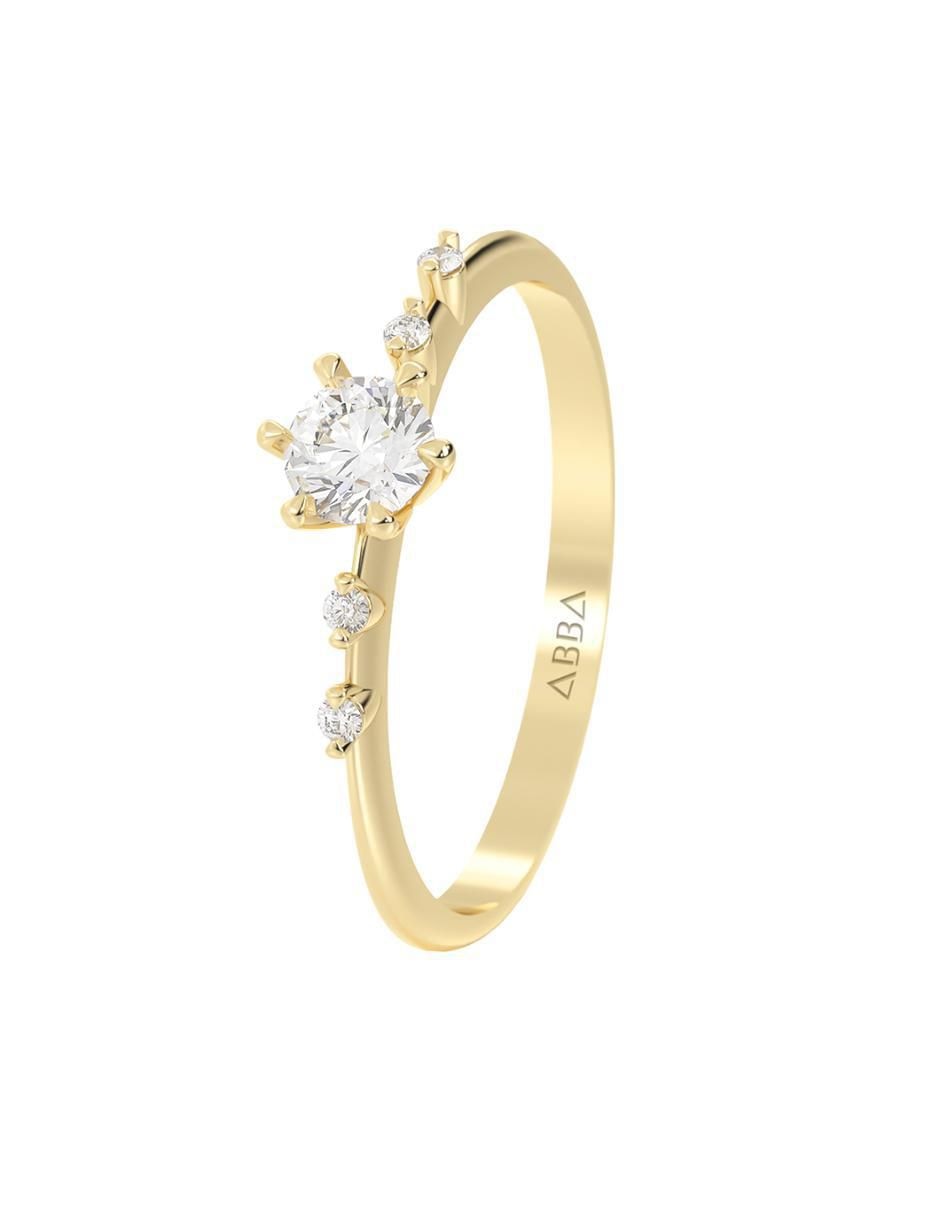 Anillo 10 k de oro zirconia brillante 5
