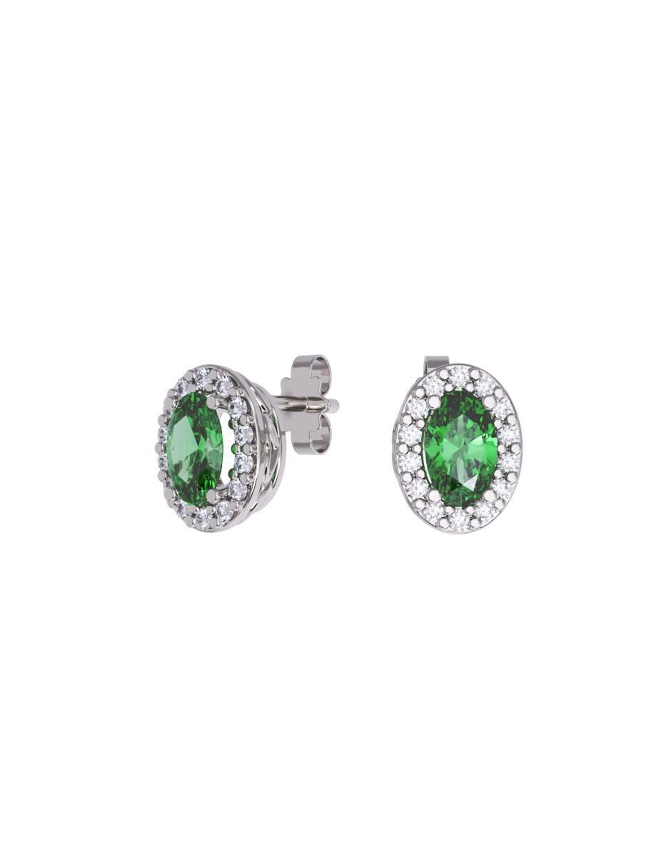 Set de aretes ovalados de oro 14 K con acabado pulido zirconia Set de aretes ovalados de oro 14 K con acabado pulido zirconia