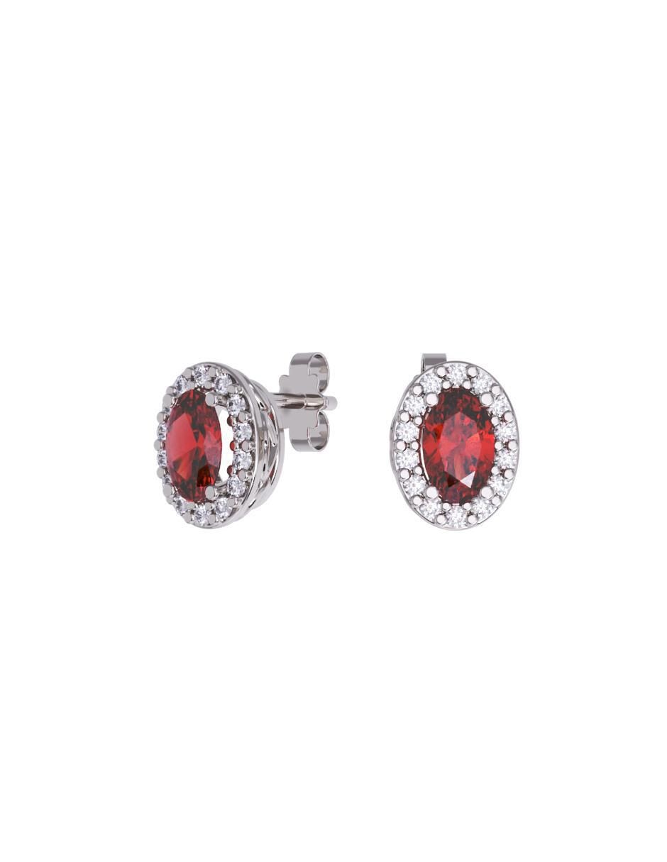 Set de aretes ovalados de oro 14 K con acabado pulido zirconia Set de aretes ovalados de oro 14 K con acabado pulido zirconia