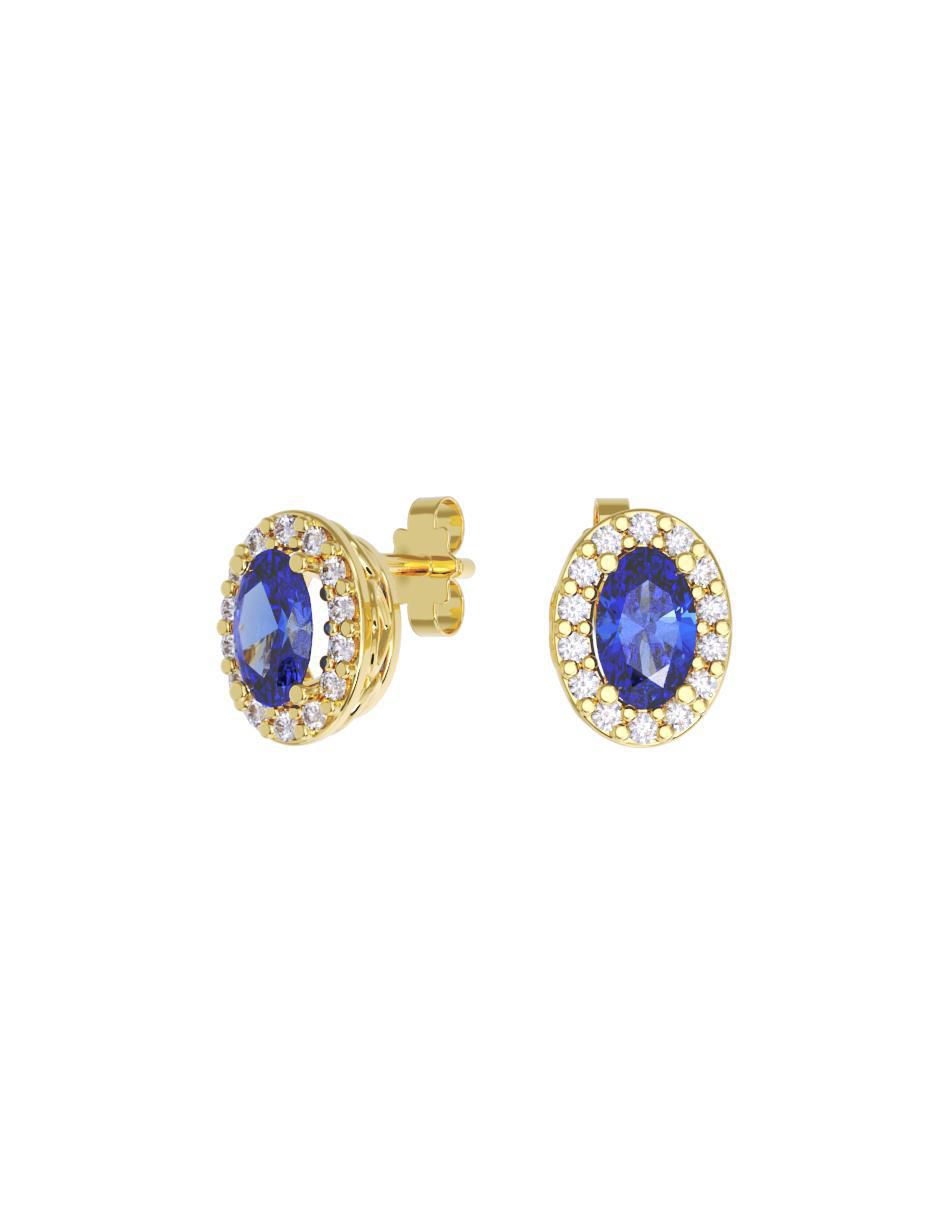 Set de aretes ovalados de oro 14 K con acabado pulido zirconia Set de aretes ovalados de oro 14 K con acabado pulido zirconia