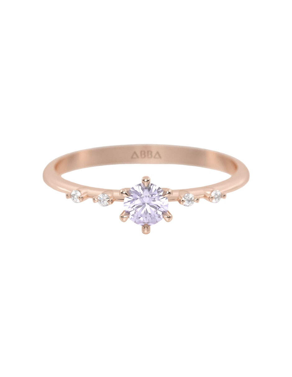 Anillo 10 k de oro zirconia brillante