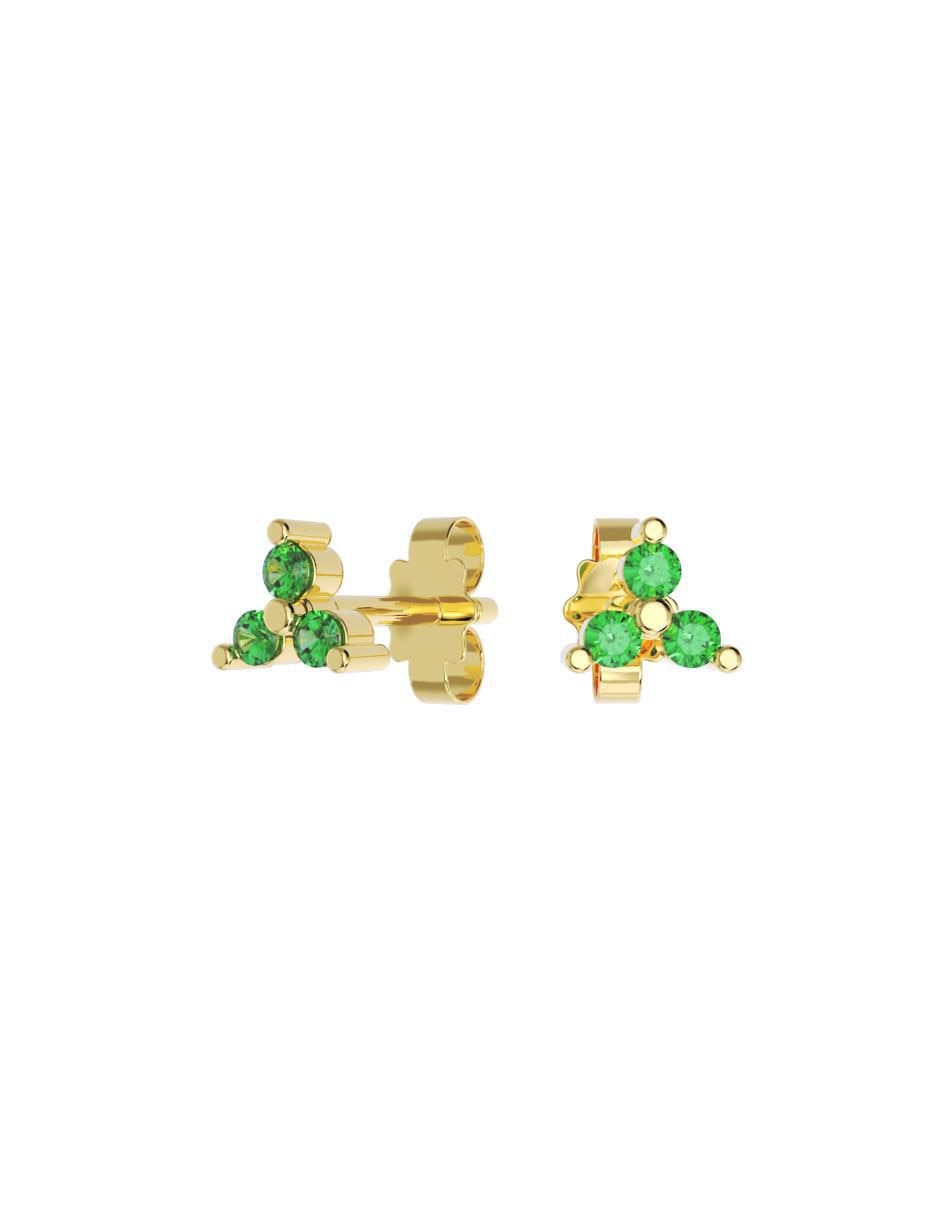 Set de aretes triangulares de oro 10 K con acabado pulido zirconia Set de aretes triangulares de oro 10 K con acabado pulido zirconia