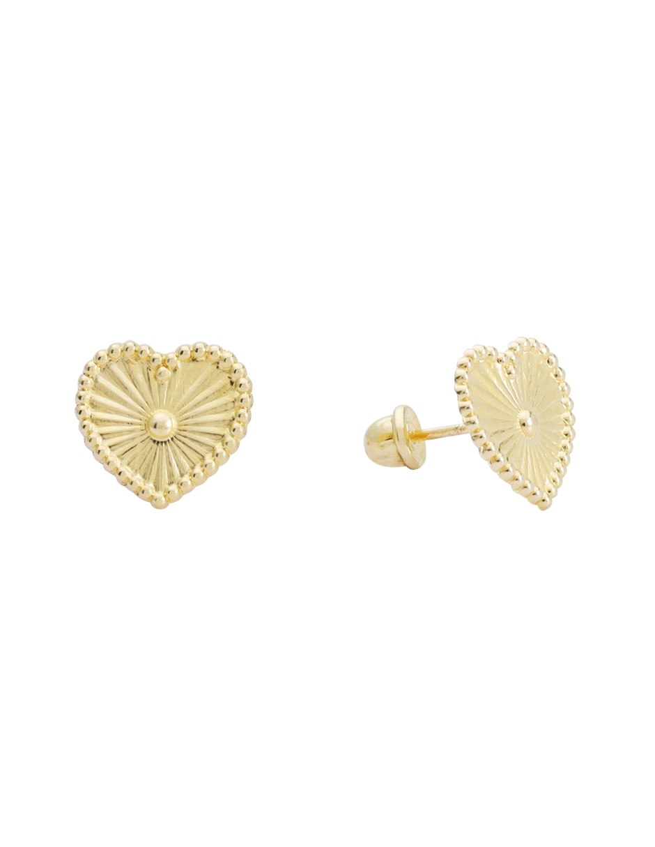 Broqueles de corazón Ttvarios de oro 14 K con acabado brillante
