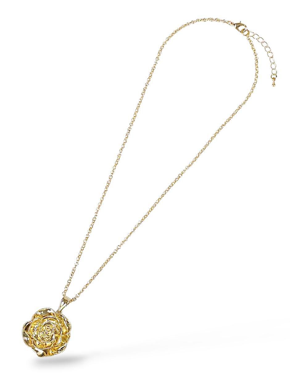 Collar, pulsera, anillo y aretes de flor 18 k