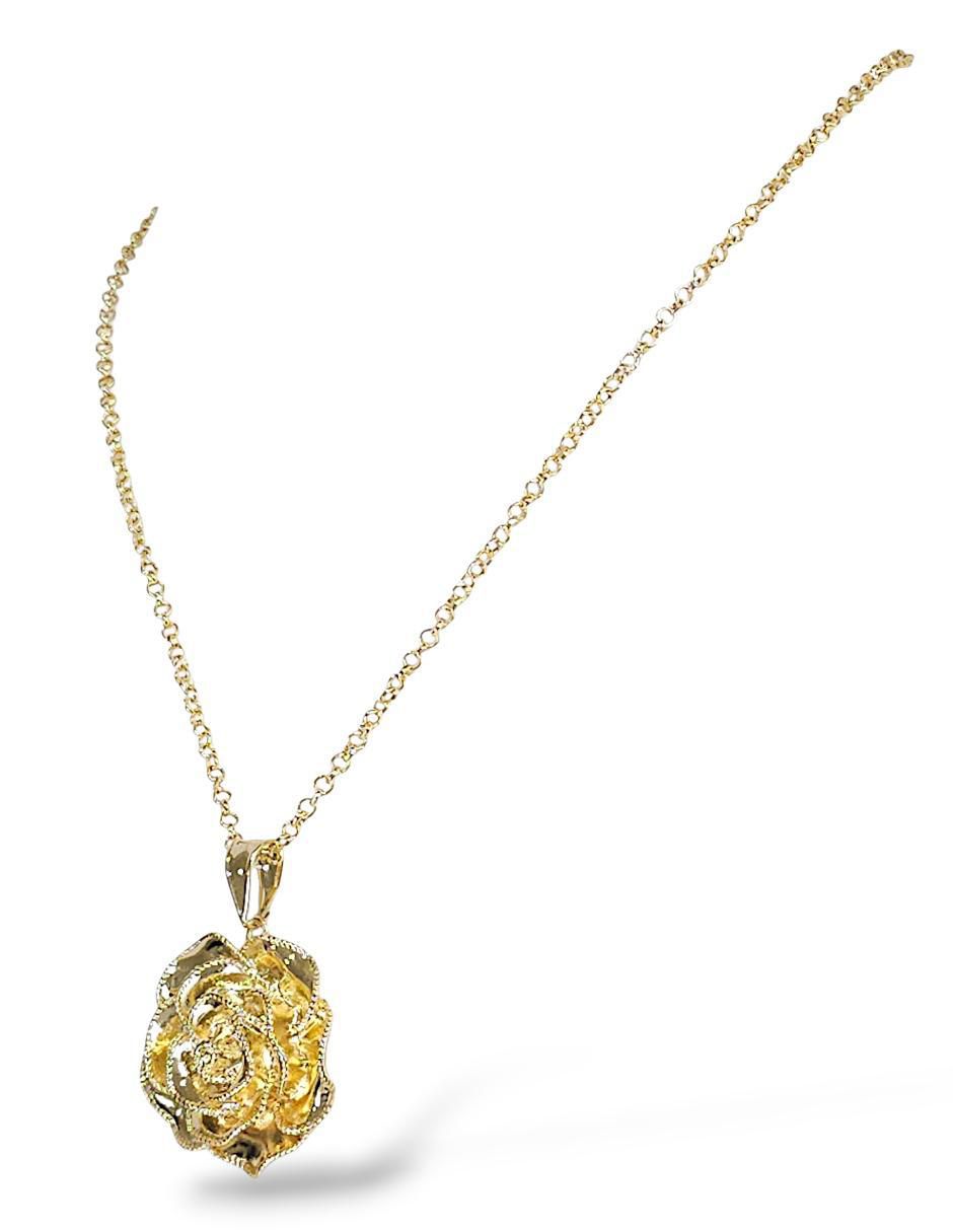 Collar, pulsera, anillo y aretes de flor 18 k