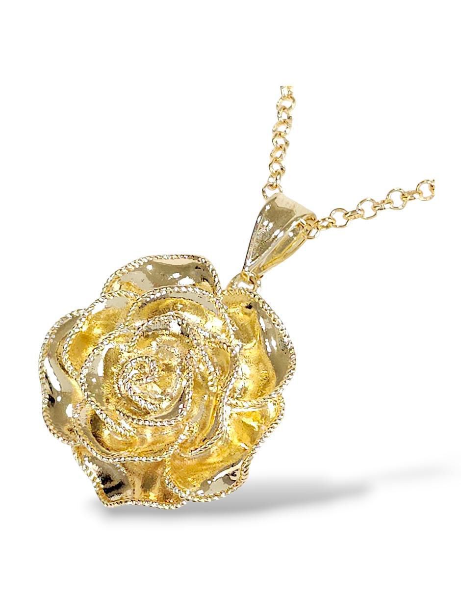 Collar, pulsera, anillo y aretes de flor 18 k