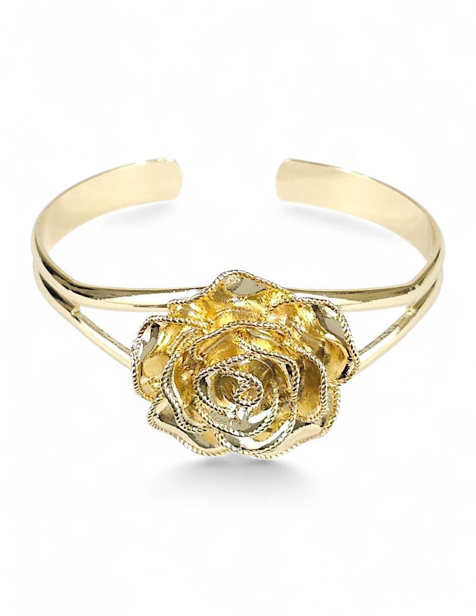 Collar, pulsera, anillo y aretes de flor 18 k 5