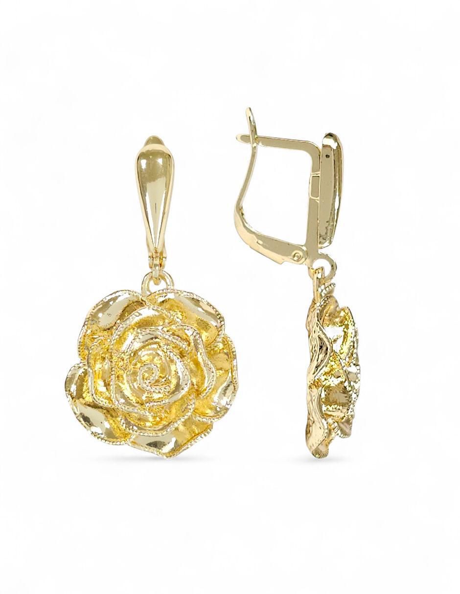Collar, pulsera, anillo y aretes de flor 18 k 9