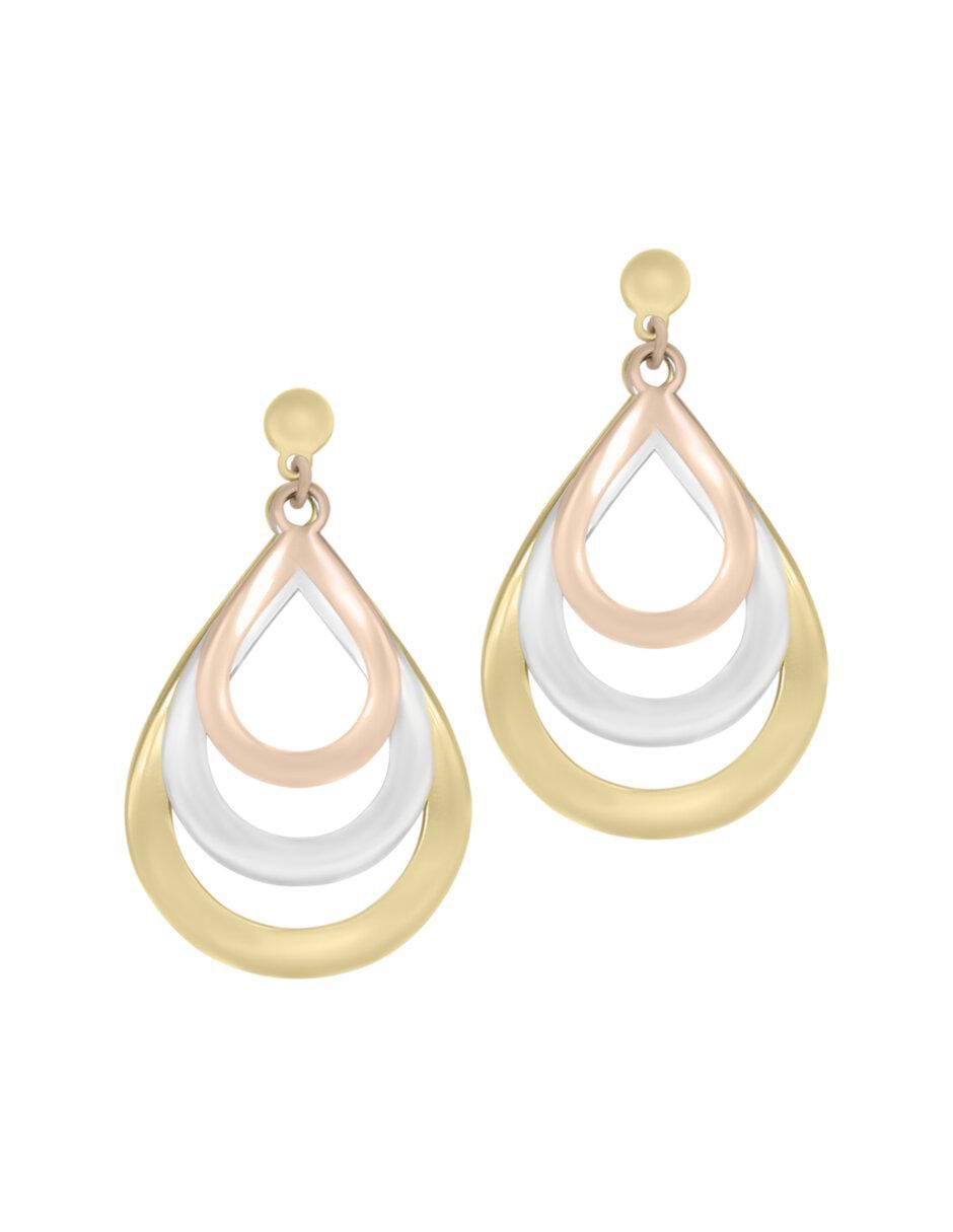 Aretes de flor de oro 14 K con acabado brillante Aretes de flor de oro 14 K con acabado brillante