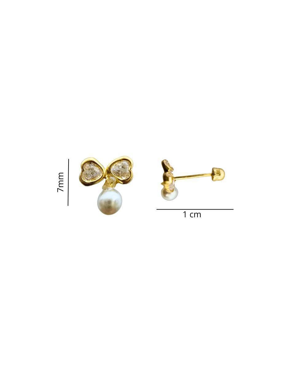 Broqueles de moño de oro 14 K con acabado pavé 4