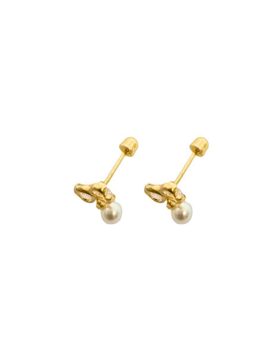 Broqueles de moño de oro 14 K con acabado pavé 3