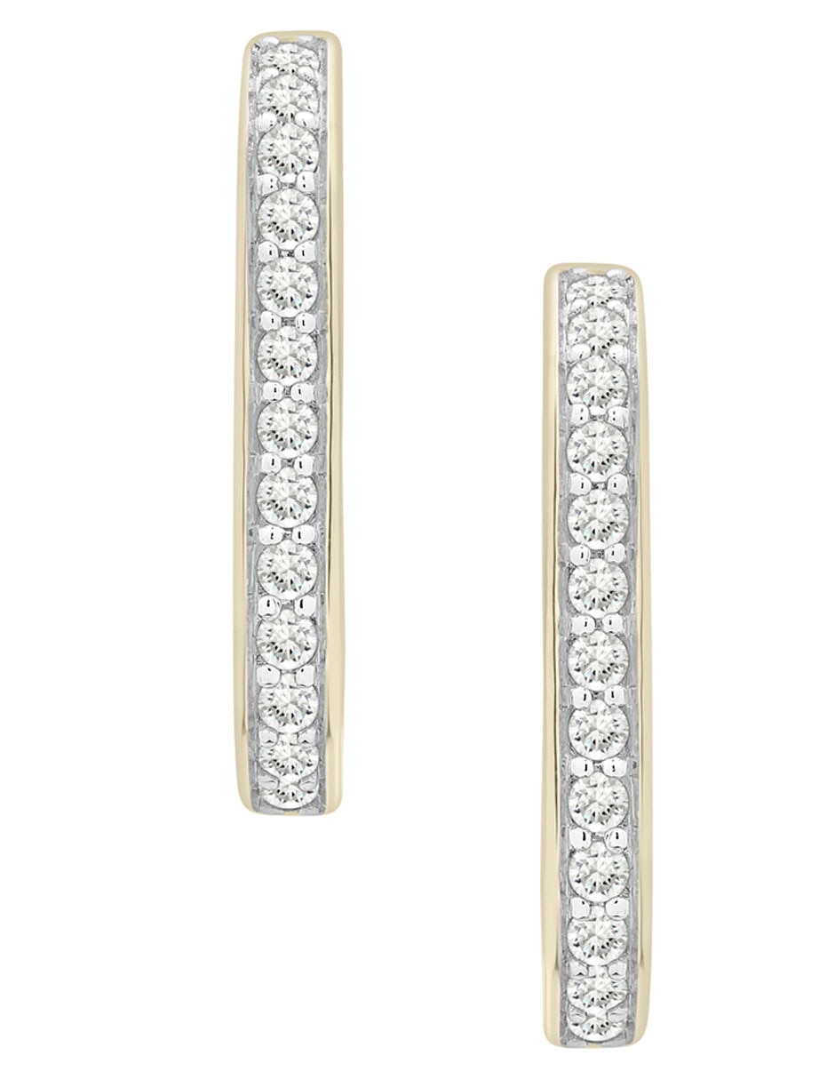 Aretes cuadrados de oro 14 K con acabado pavé diamante 1