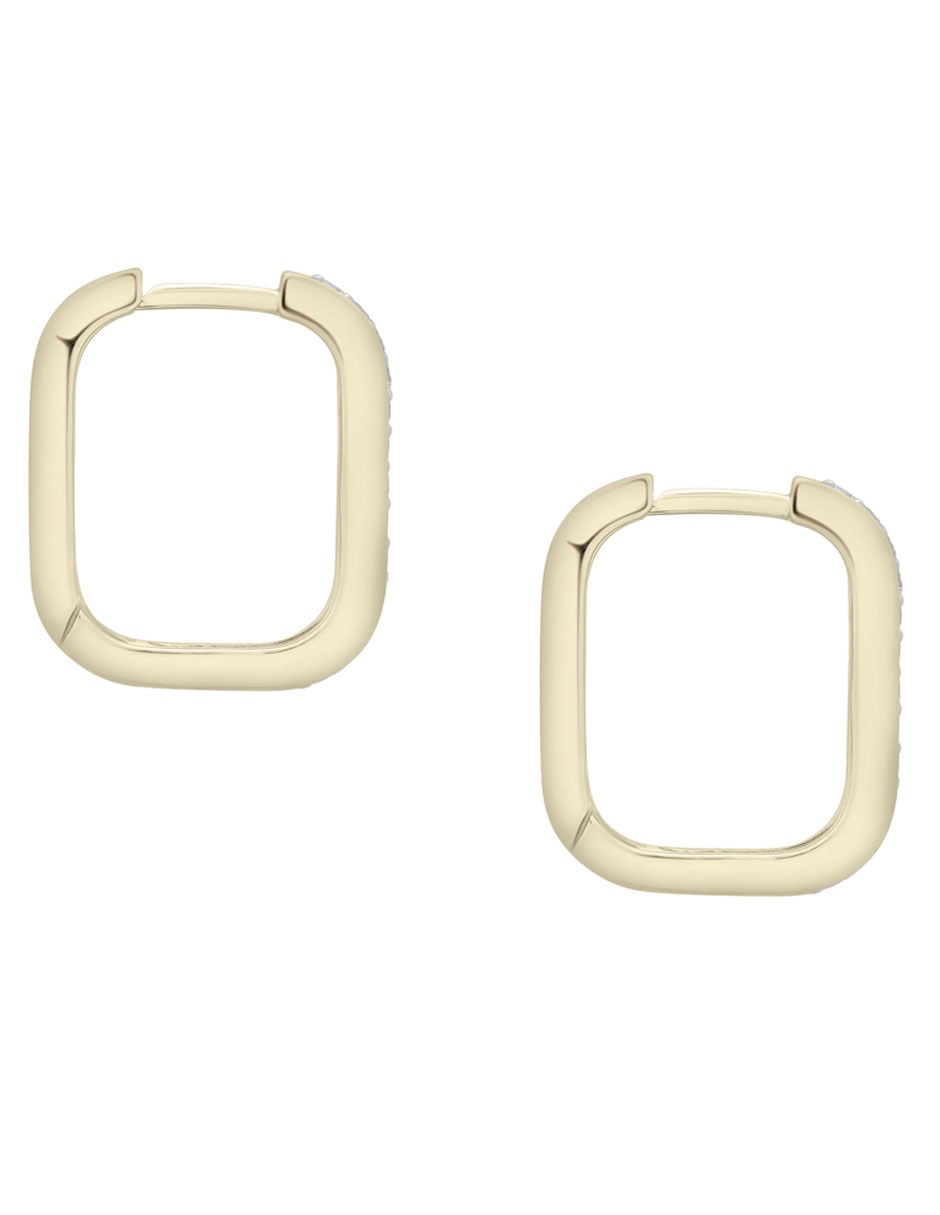 Aretes cuadrados de oro 14 K con acabado pavé diamante 2